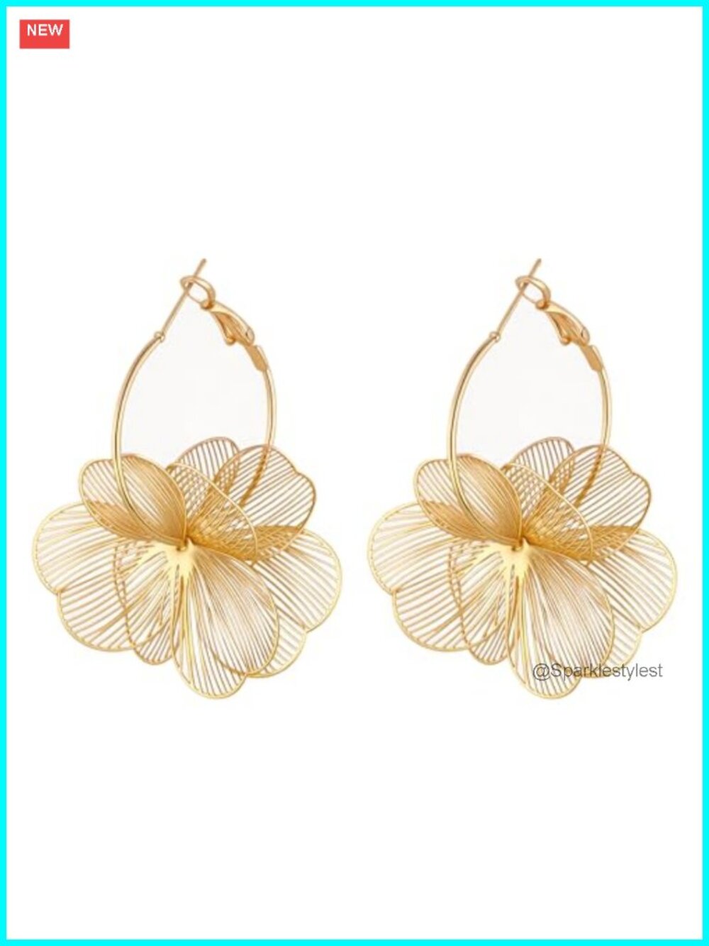 Dangle Flower Earrings for Women Statement Trendy Hoop Drop Earring